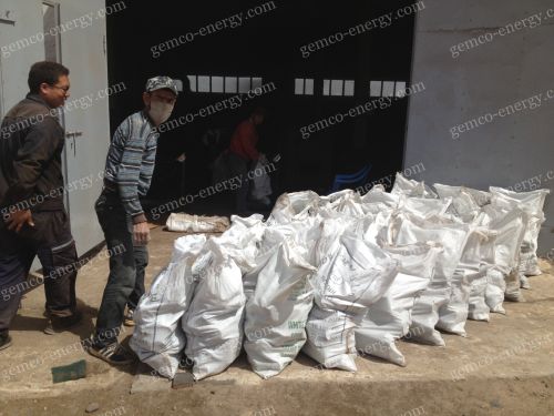 briquettes in bags