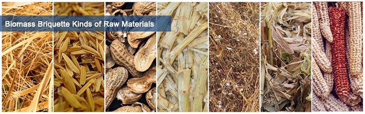 various biomass raw materials processed by rice husk briquette machine