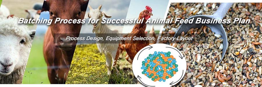animal feed ingredient batching system in feed production plan