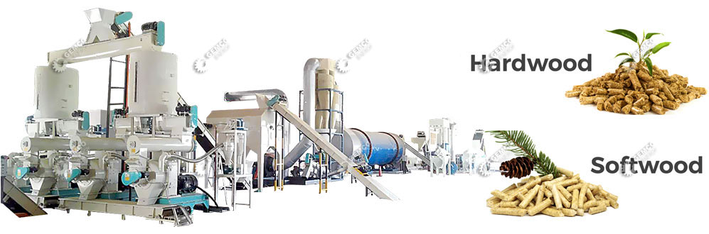 complete wood pellet production line for softwood and hardwood