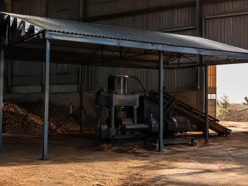 Roof Shade Structure Built For Piston Briquette Press Cooling In Tanzania Plant