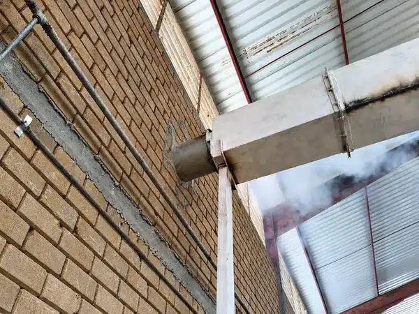 Dryer Fan Outlet Duct With Flange Connection Before Upgrade On Briquette Production Line