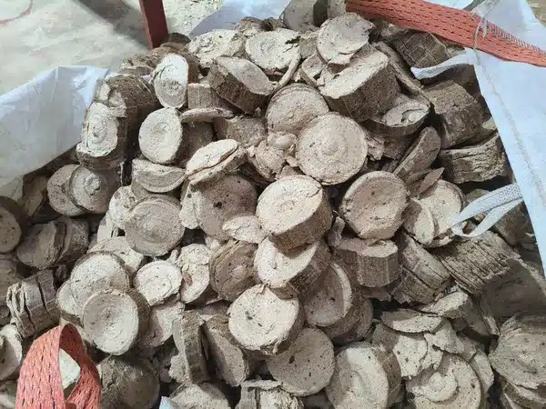 Finished Wood Briquettes Packed In Bulk Bag Ready For Fuel Storage