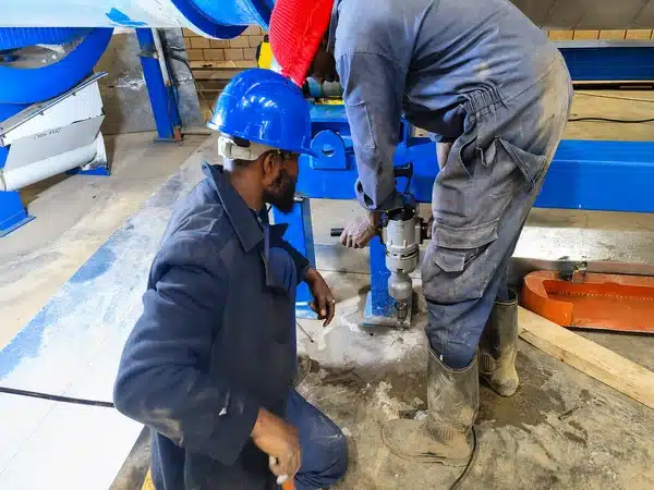 Drilling Foundation Anchor Bolts For Briquette Plant Equipment Installation In Tanzania
